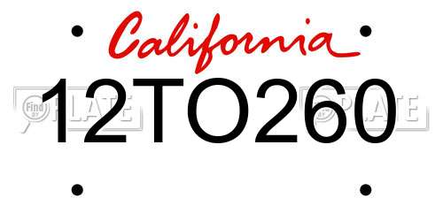 12TO260 California License Plate