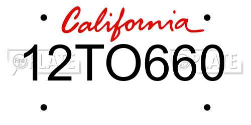 12TO660 California License Plate