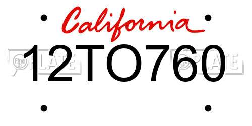 12TO760 California License Plate