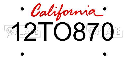 12TO870 California License Plate