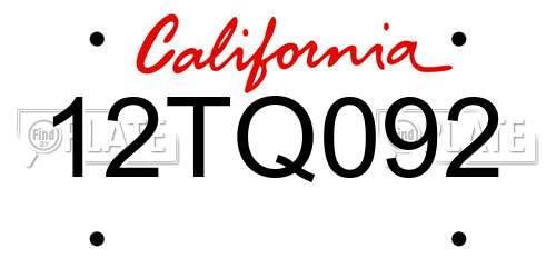 12TQ092 California License Plate