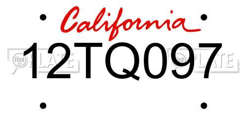 12TQ097 California License Plate