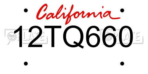 12TQ660 California License Plate