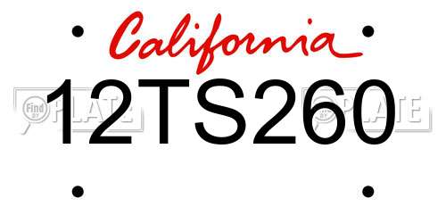 12TS260 California License Plate