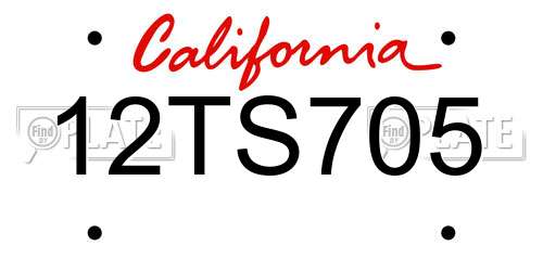 12TS705 California License Plate