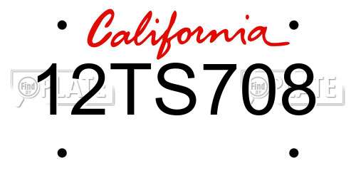 12TS708 California License Plate