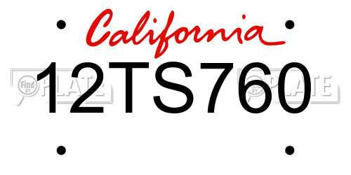 12TS760 California License Plate