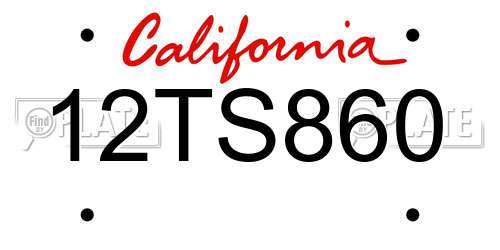 12TS860 California License Plate