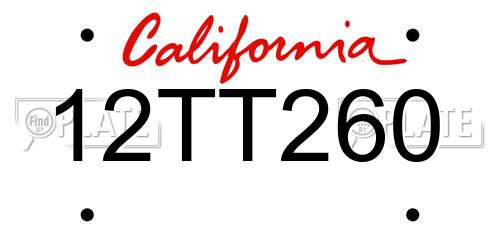 12TT260 California License Plate