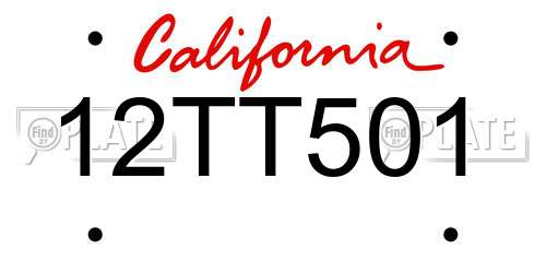 12TT501 California License Plate