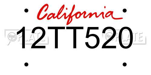 12TT520 California License Plate