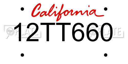 12TT660 California License Plate