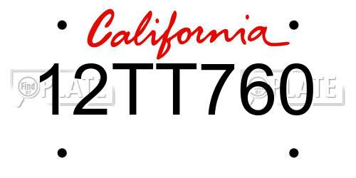 12TT760 California License Plate