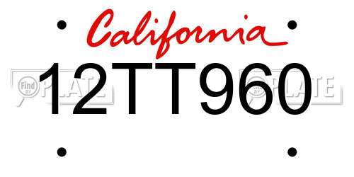 12TT960 California License Plate