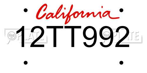 12TT992 California License Plate