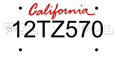 12TZ570 California License Plate