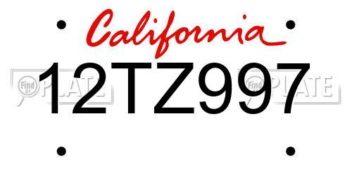12TZ997 California License Plate