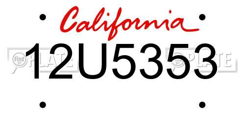 12U5353 California License Plate