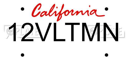 12VLTMN California License Plate