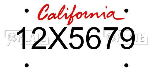 12X5679 California License Plate