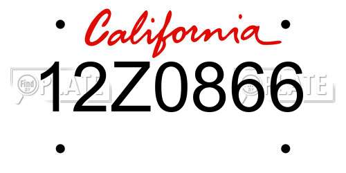 12Z0866 California License Plate