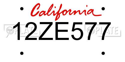 12ZE577 California License Plate