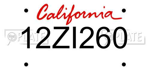 12ZI260 California License Plate