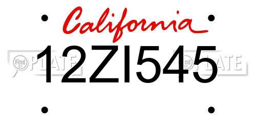 12ZI545 California License Plate