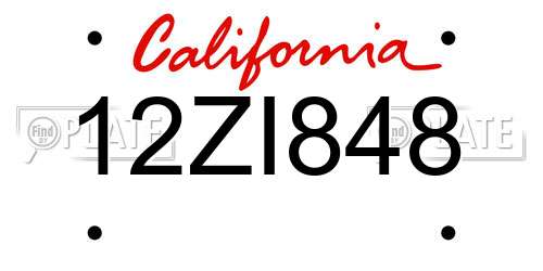 12ZI848 California License Plate