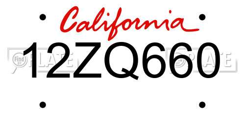 12ZQ660 California License Plate