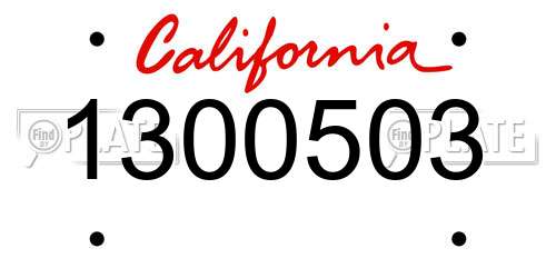 1300503 California License Plate