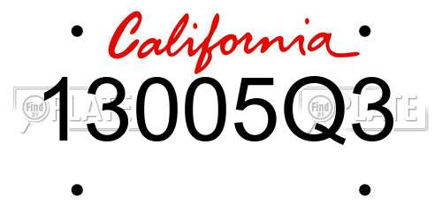 13005Q3 California License Plate