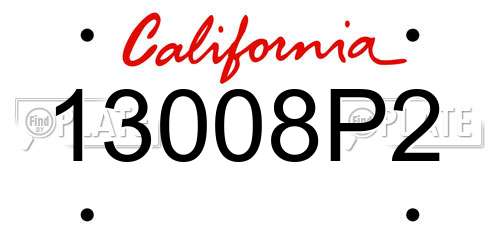 13008P2 California License Plate