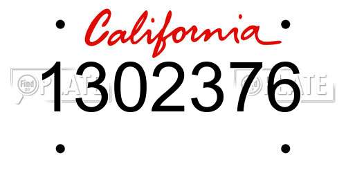 1302376 California License Plate