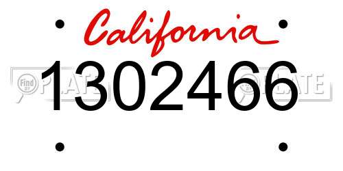 1302466 California License Plate