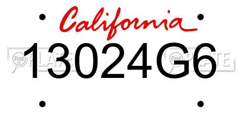 13024G6 California License Plate