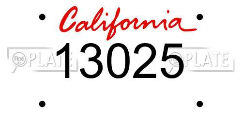 13025 California License Plate