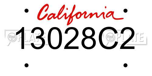 13028C2 California License Plate