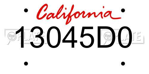 13045D0 California License Plate