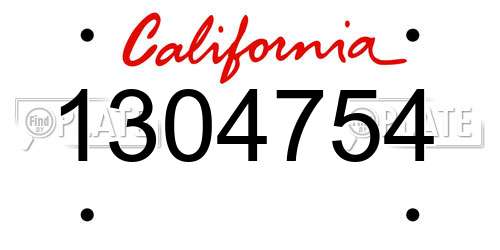 1304754 California License Plate