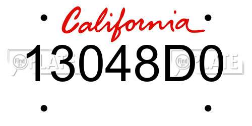 13048D0 California License Plate