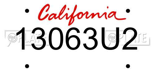 13063U2 California License Plate