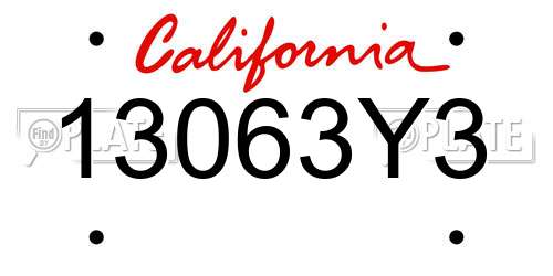 13063Y3 California License Plate