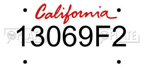 13069F2 California License Plate