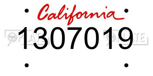 1307019 California License Plate