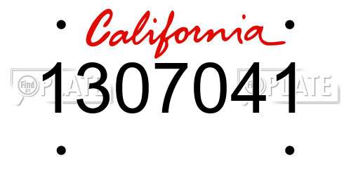 1307041 California License Plate