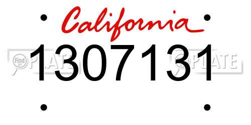 1307131 California License Plate