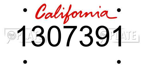 1307391 California License Plate