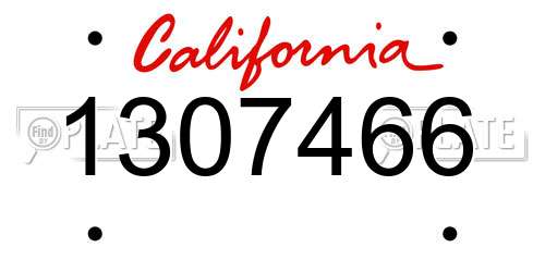 1307466 California License Plate