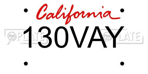 130VAY California License Plate
